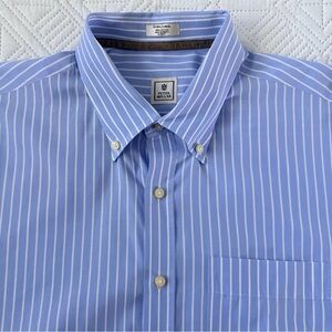 Peter Millar XL Blue White Striped Long Sleeve Button Down Shirt 100% Cotton